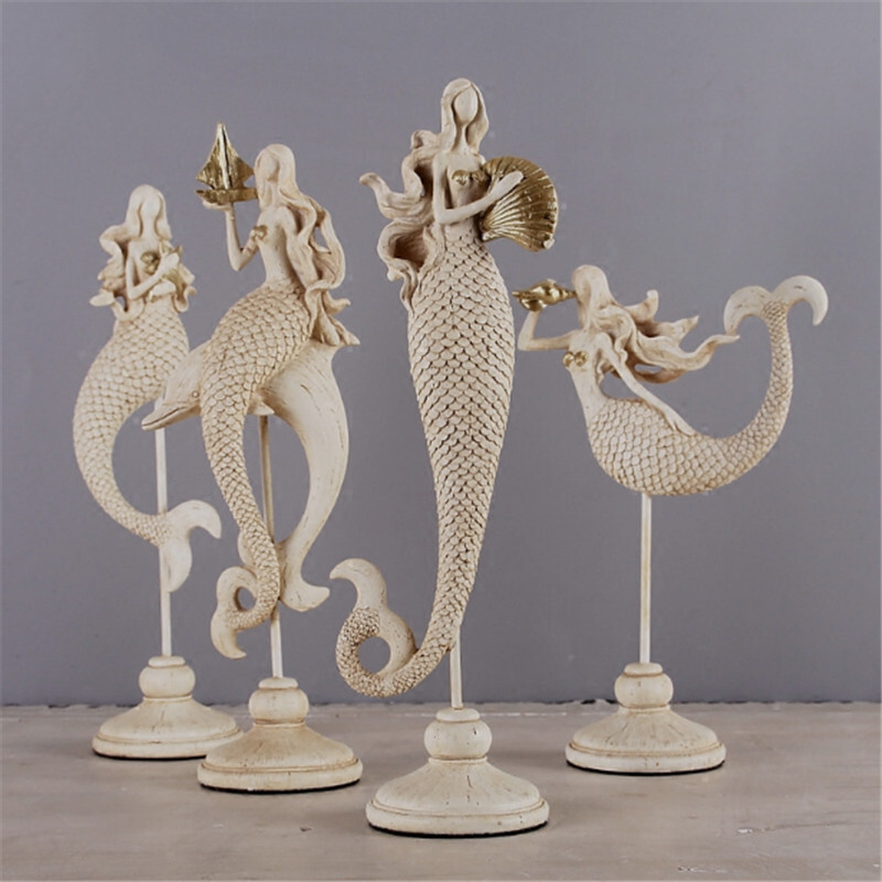 歐式復古美人魚擺件 樹脂工藝打造的家居藝術珍品